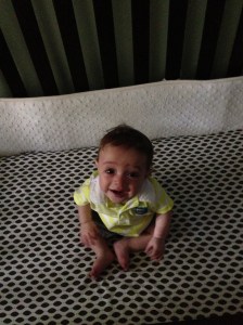 My Little Dude wakes up smiling.  How lucky am I?