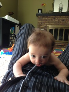 His favorite toy continues to be: Mom.