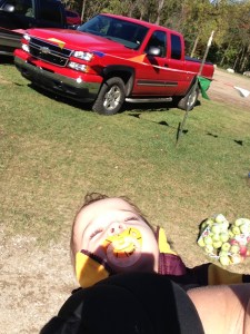 ....And then he fell asleep in the backpack while mom did all of the work. Go figgure