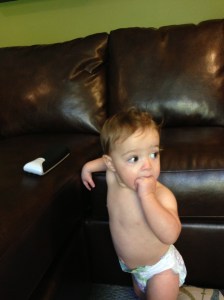 Today, this little stink pot climbed onto the couch, took the remote, and changed to Mickey Mouse Clubhouse and then climbed off of the couch to watch TV. The buttons on the remote were a total coincidence but I swear it changed the channel from One Tree Hill to Mickey Mouse Clubhouse. Mommy makeover: complete.